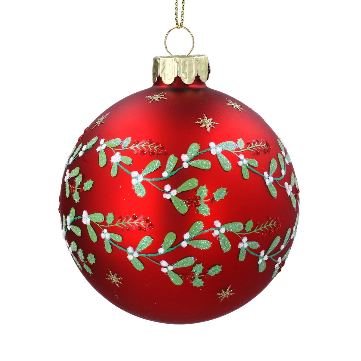 Red Mistletoe Glass Bauble