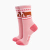 Highland Cow Calf Striped Bamboo Socks in Pink