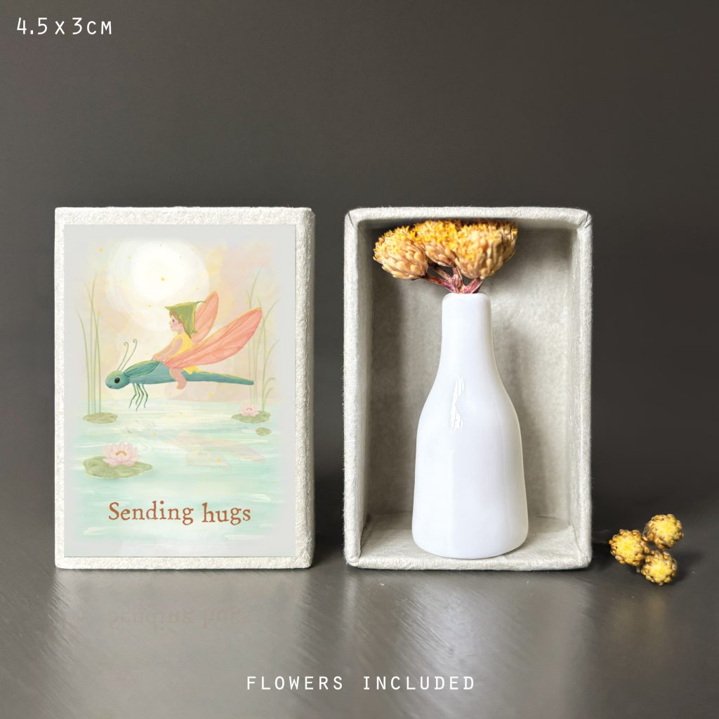 Matchbox Vase & Dried Flowers Set - Sending Hugs