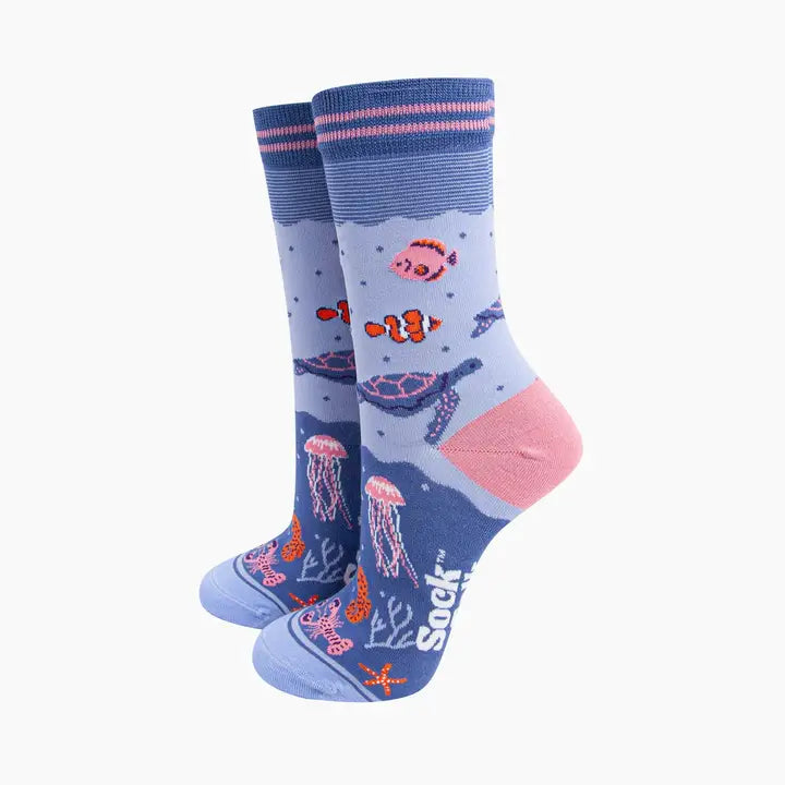 Under the Sea Bamboo Socks in Blue