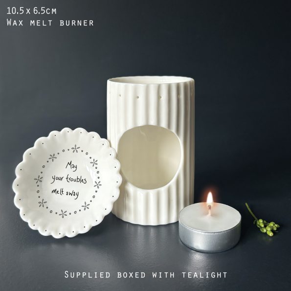 Scalloped Wax Burner - May your troubles melt away