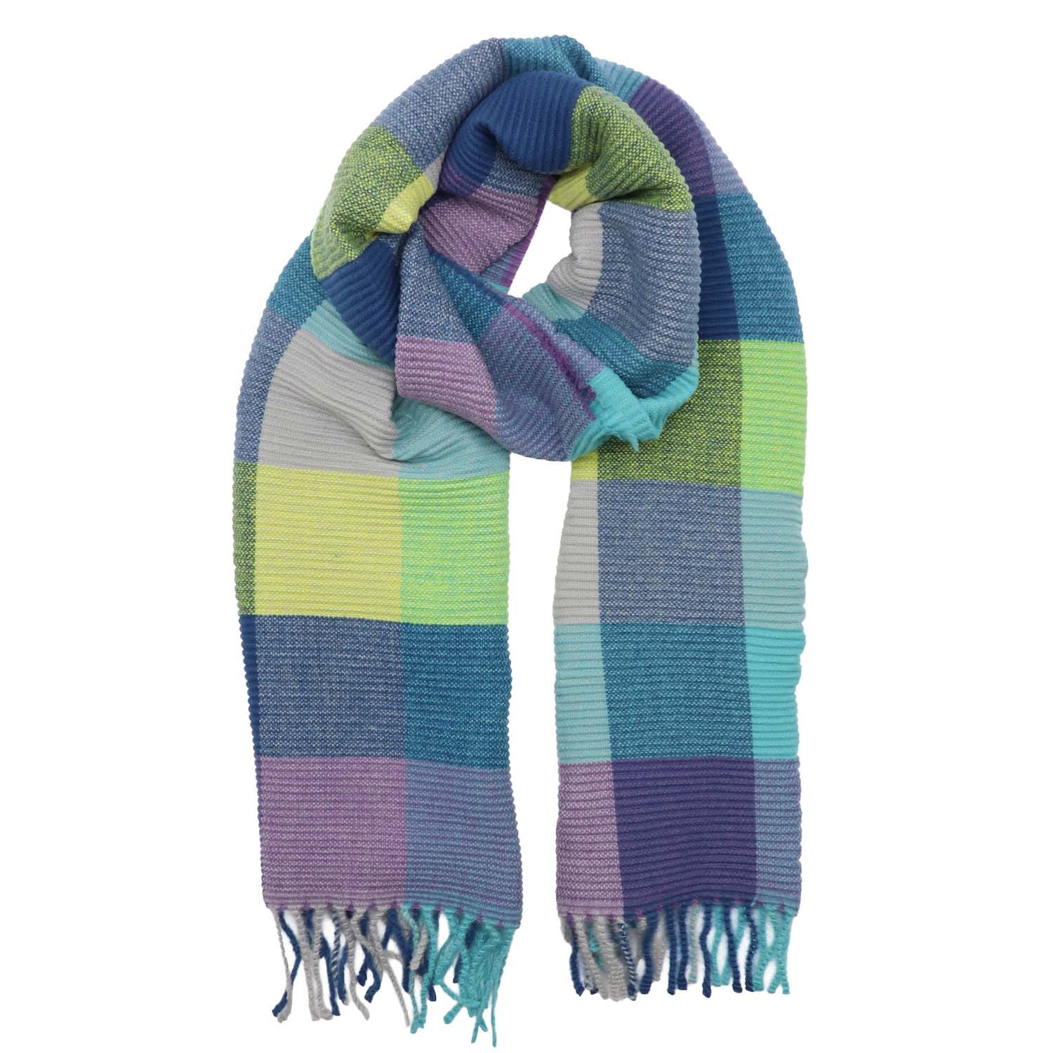 Zelly Pleated Detail Blue Scarf