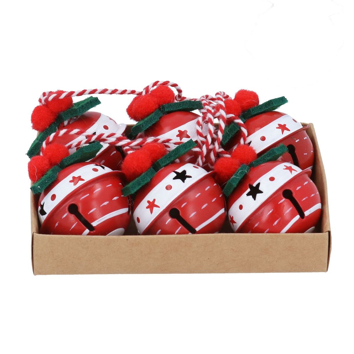 Red Bell with Holly Tree Decoration (Box of 6)