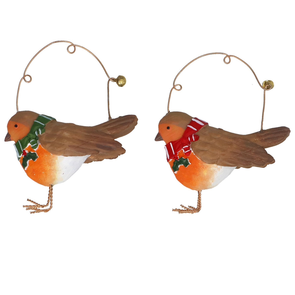 Large Resin Robin with Bell Decoration