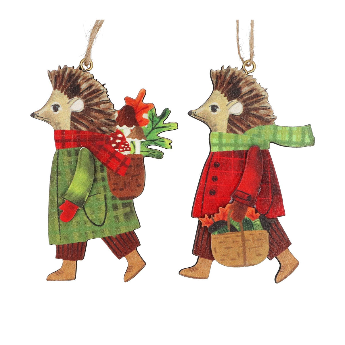 Wooden Hedgehog in Jacket Ornament