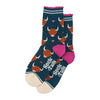 Women's Bamboo Socks - Green/Cream, Highland Cow Leaves