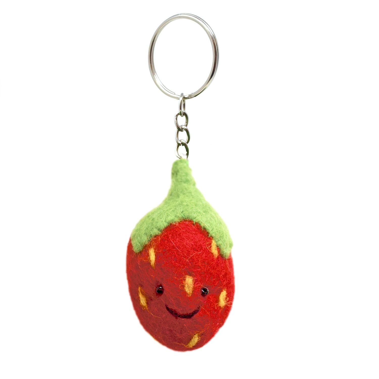 Strawberry Wool Felt Keyring