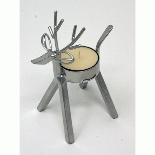 Silver Reindeer Tealight Holder