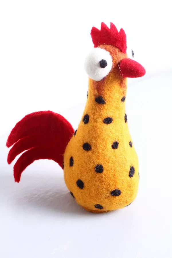 Funky Chicken Yellow Felted Wool Ornament