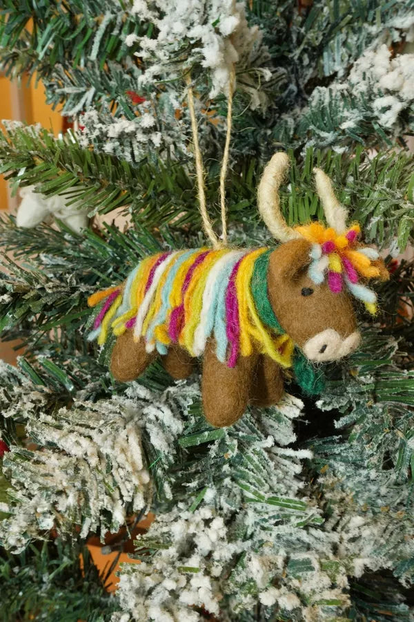 Hughie the Highland Cow Wool Felt Decoration