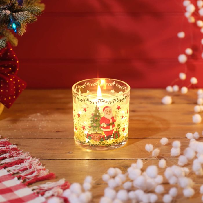LED Gel Candle with Santa