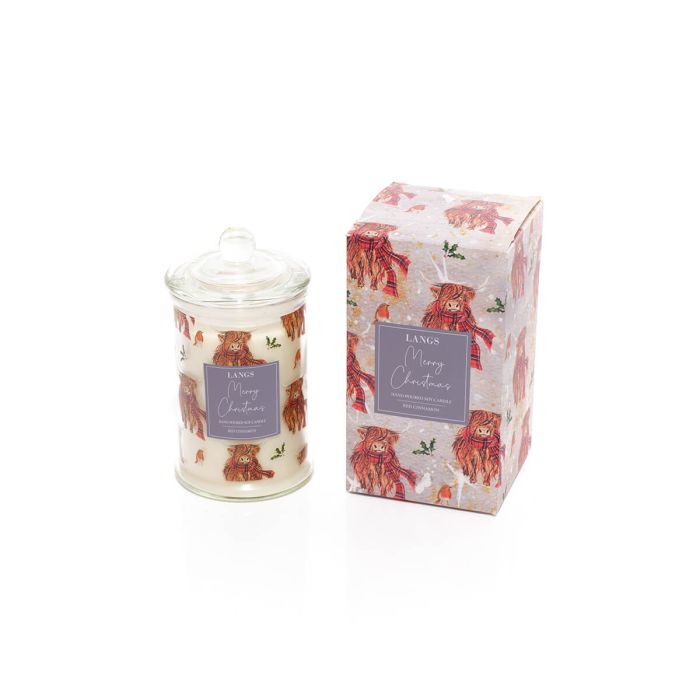 Highland Cow with Scarf Glass Jar Candle in Box
