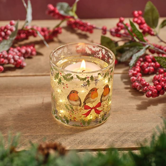 LED Gel Candle with Robins