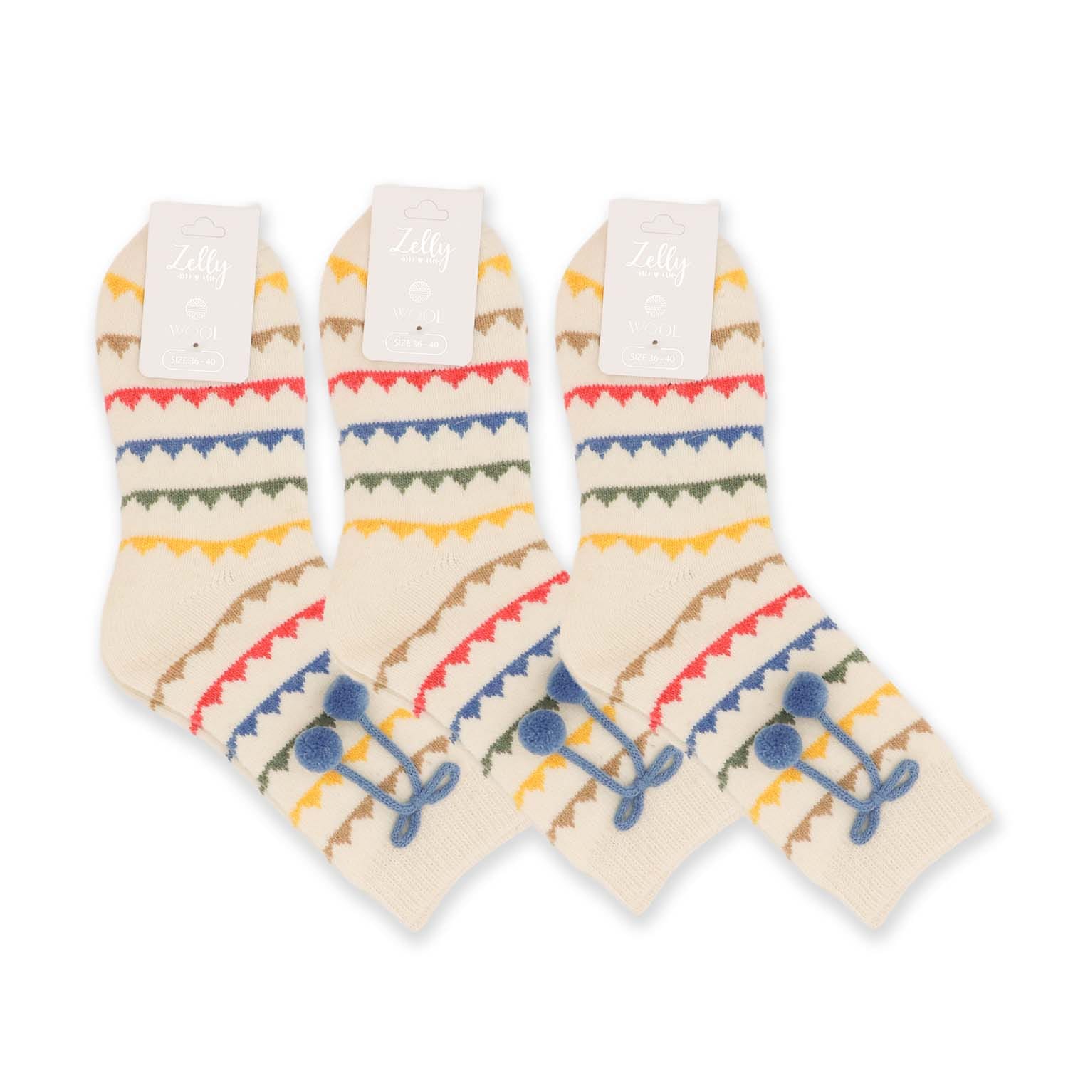 Zelly 'Wave' Slipper Socks with Pom Poms