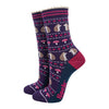 Women's Bamboo Socks - Blue, Hedgehog Toadstool Fair Isle