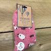 Pink Wool Blend Socks with Sheep