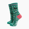 Sausage Dog Floral Bamboo Socks in Green
