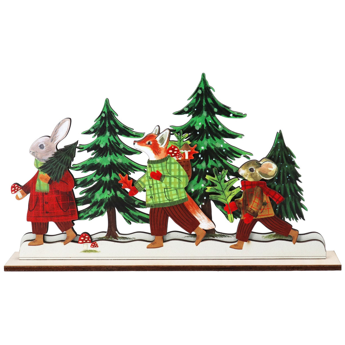 Wooden Woodland Scene Ornament