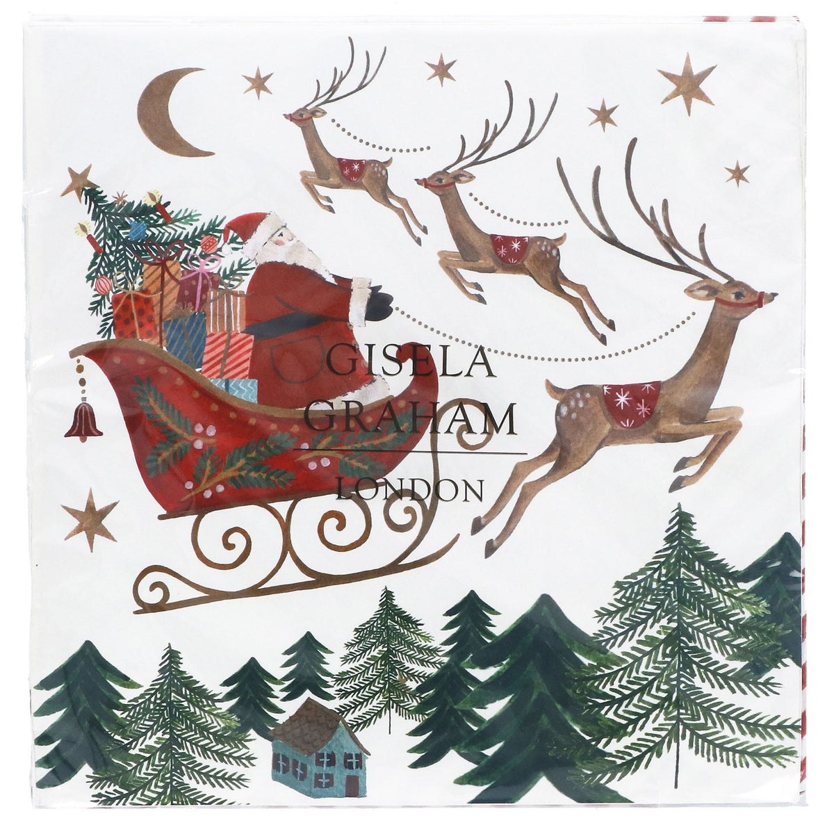 Santa in Sleigh Napkins Pack of 20