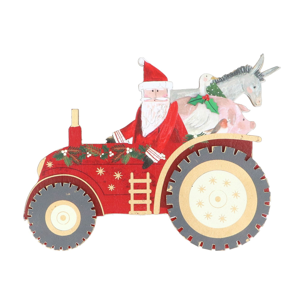 Santa in Tractor Ornament