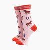 Horse Riding Bamboo Socks in Pink