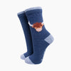 Highland Cow Wool Fluffy Element Socks in Navy Blue
