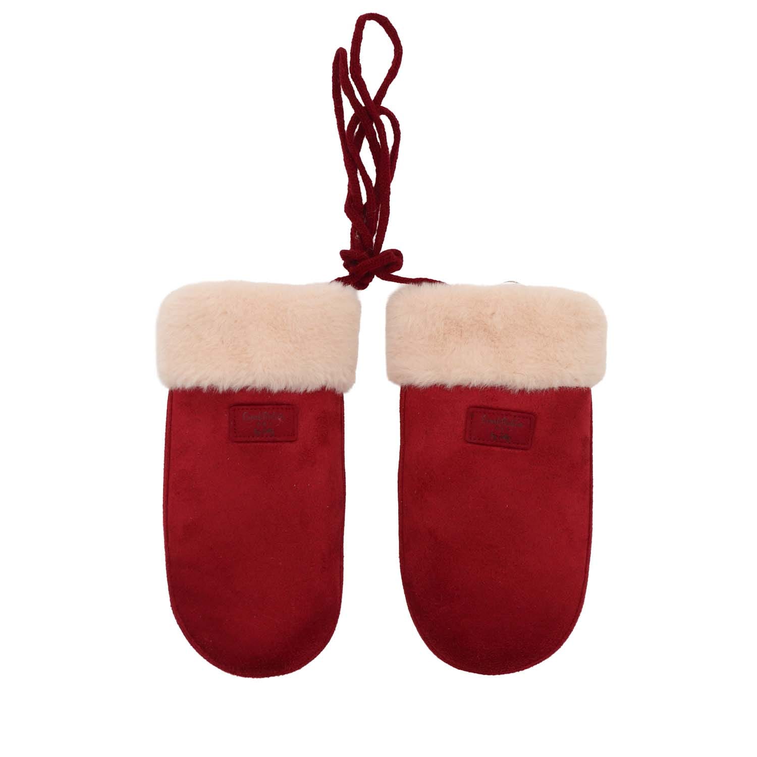 Zelly Children's Burgandy Fluffy Mittens