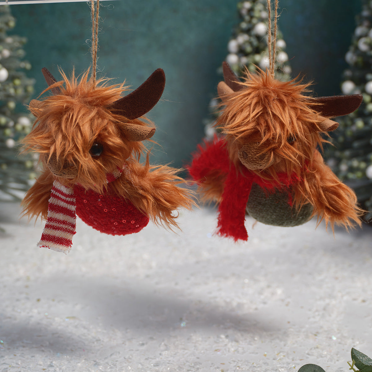 Highland Cow Plush with Scarf  Hanging Decoration