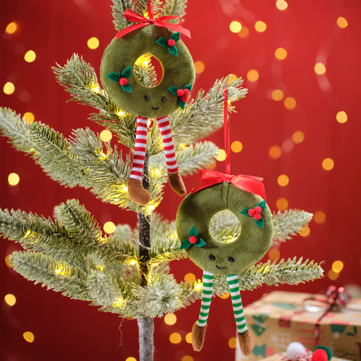 Jingle and Joy Wreath Hanger with Striped Legs