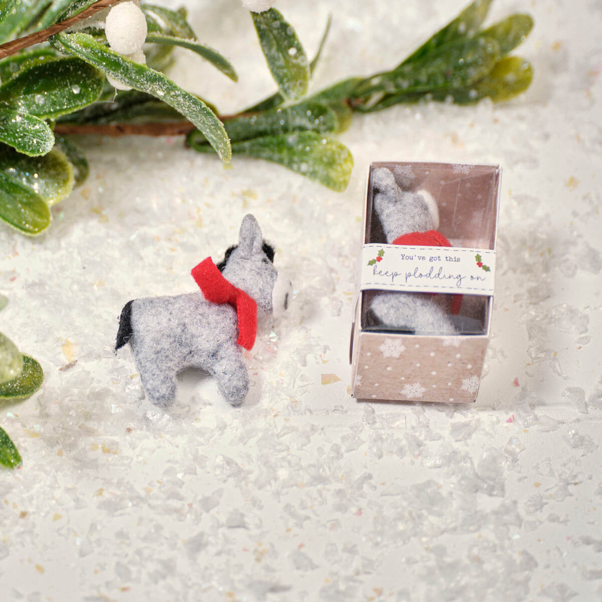 Tiny World Christmas Donkey Fabric Keepsake in Box