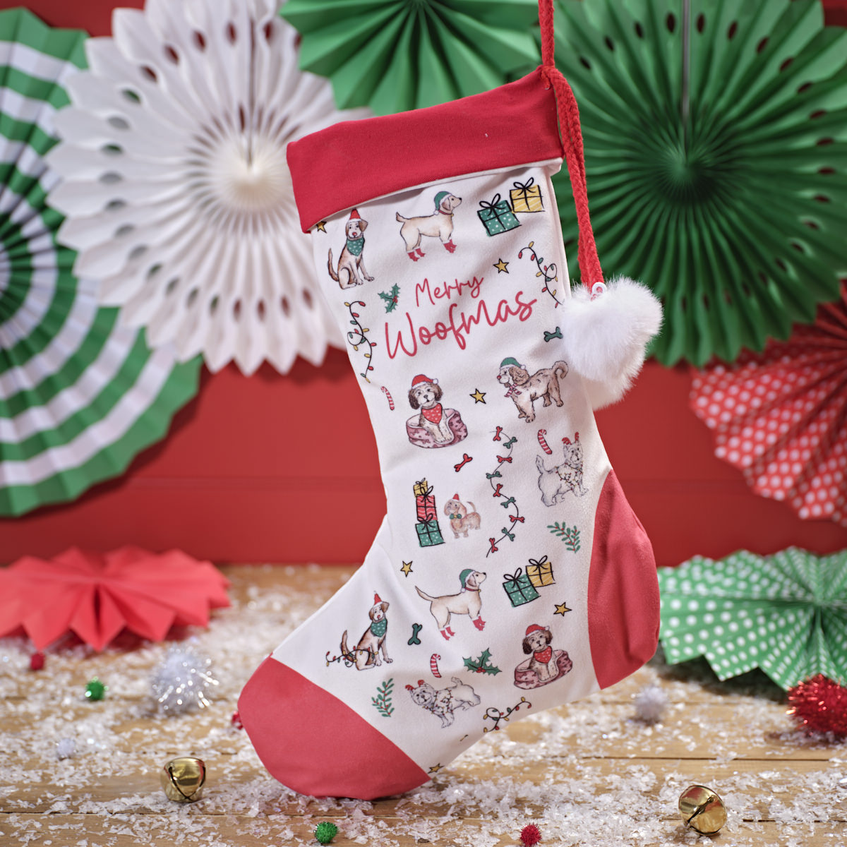 Furry and Festive 'Merry Woofmas' Christmas Stocking