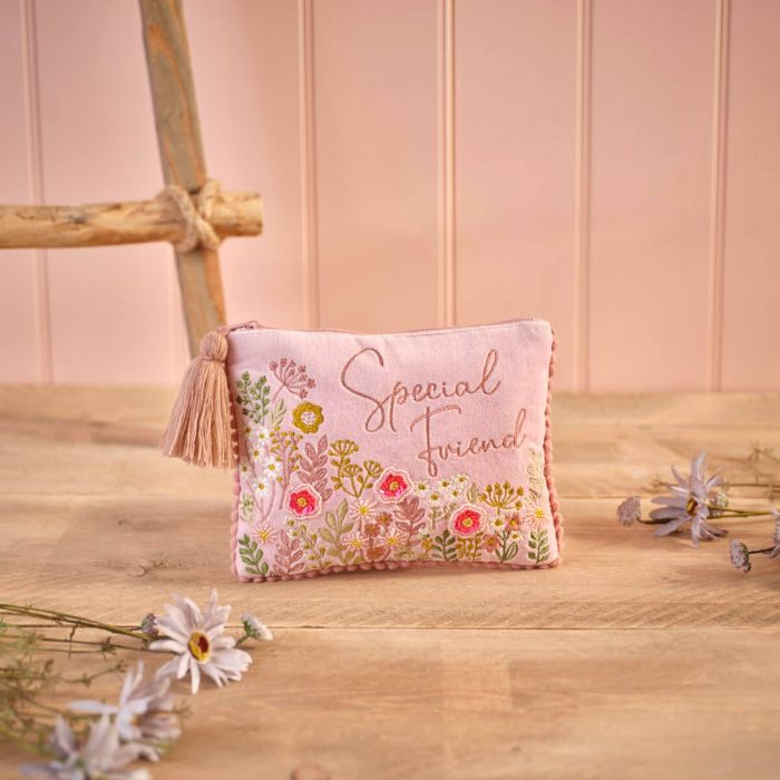 Ditsy Floral Special Friend Embroidery Pouch