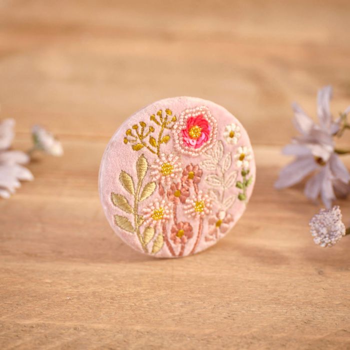 Ditsy Floral Fabric Round Mirror