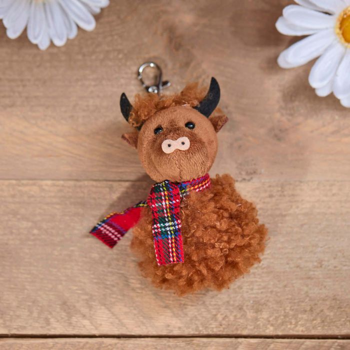 Highland Cow with Tartan Scarf Keyring