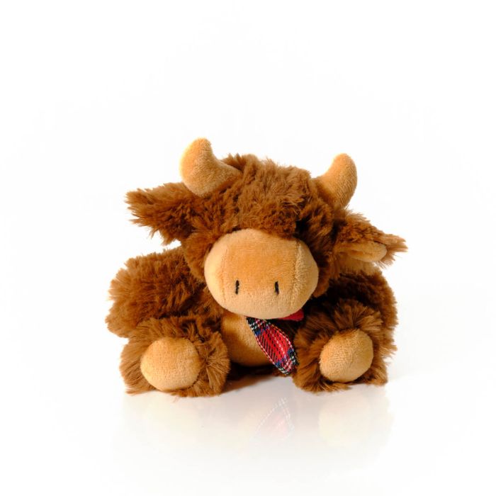 Highland Cow Plush Toy with Tartan Scarf