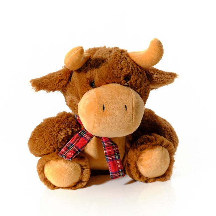 Highland Cow Plush Toy With Scarf 25cm
