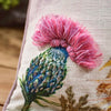 Highland Cow with Thistle & Robin Embroidered Cushion