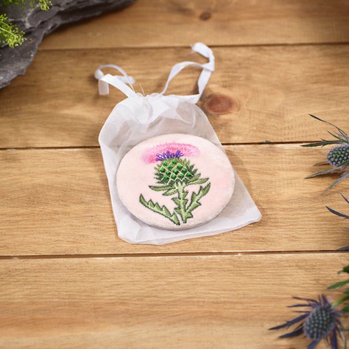 Thistle Velvet Embroidery Round Mirror
