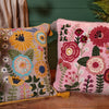 Large Velvet Floral Embroidered Cushion
