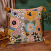 Large Velvet Floral Embroidered Cushion