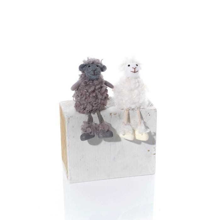 Fluffy Sheep with Felt Face Shelf Sitter