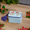 Festive Robin Velvet Embroidered Jewellery Box