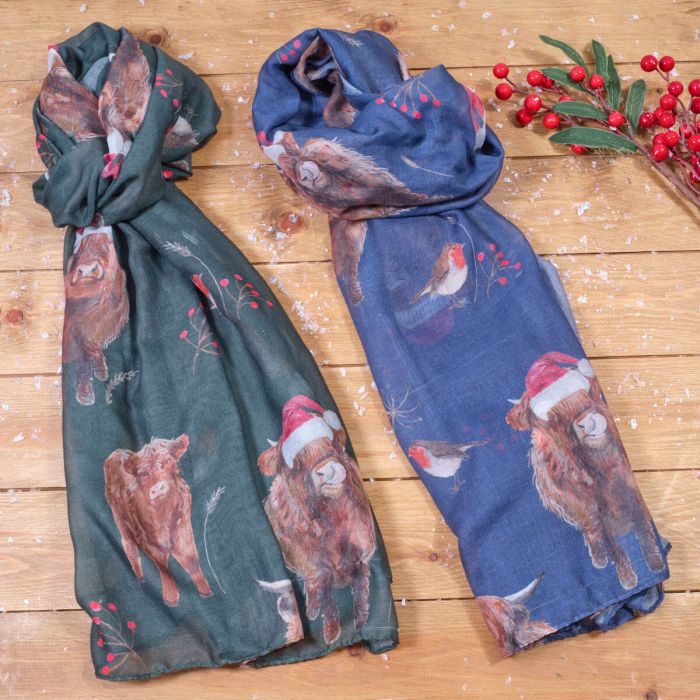 Christmas Highland Cow Scarf
