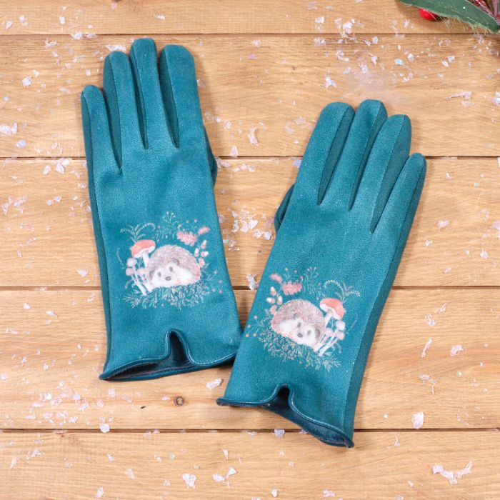 Green Woodland Hedgehogs Gloves