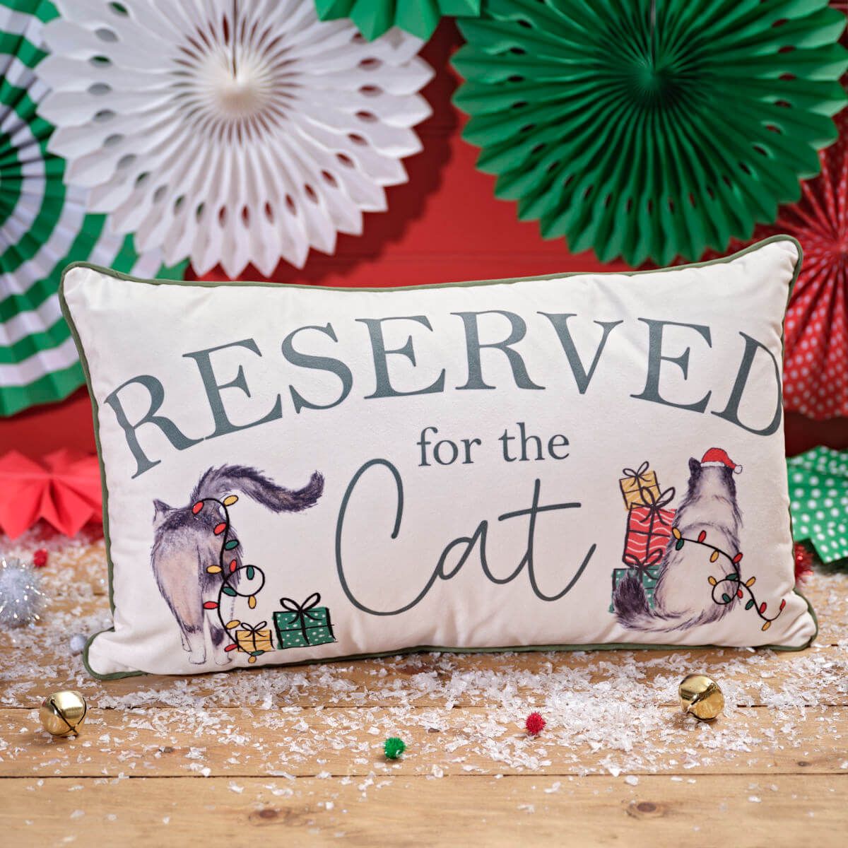 Furry and Festive Reserved for Cat Cushion