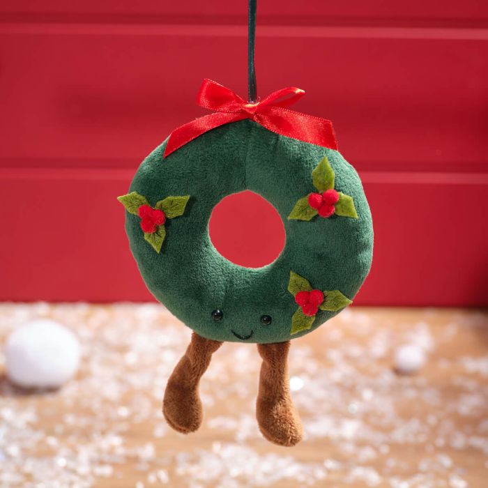 Novelty Wreath Hanger with Red Bow and Holly