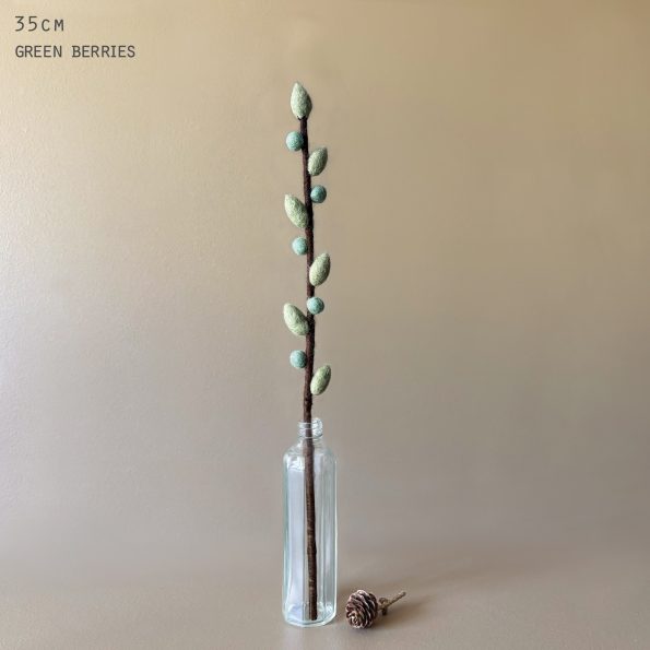 Green Berries Felt Branch
