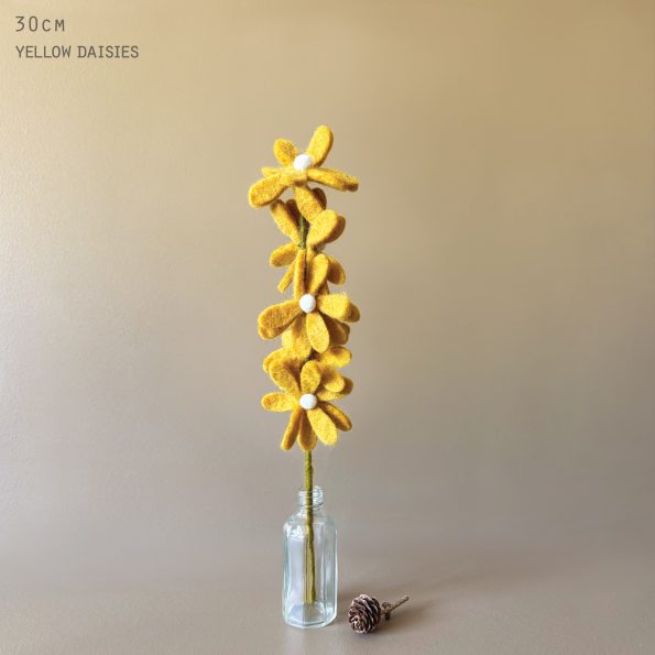 Wool Felt Yellow Daisy Branch