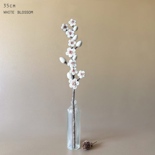 White Blossom Felt Branch