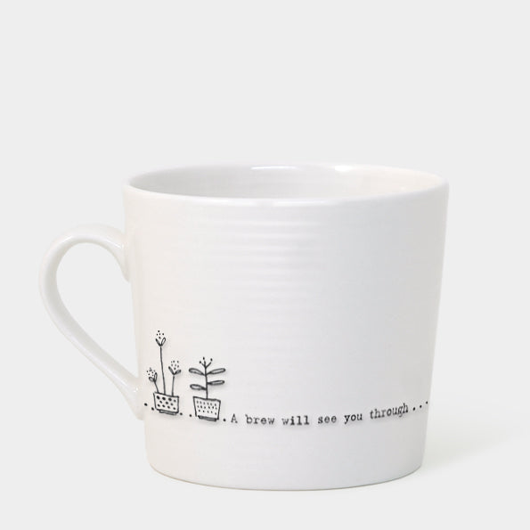 'A brew will see you through' Wobbly Mug